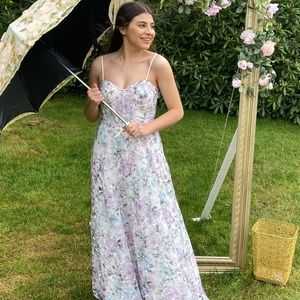 Floral-Embroidered, Corset Gown